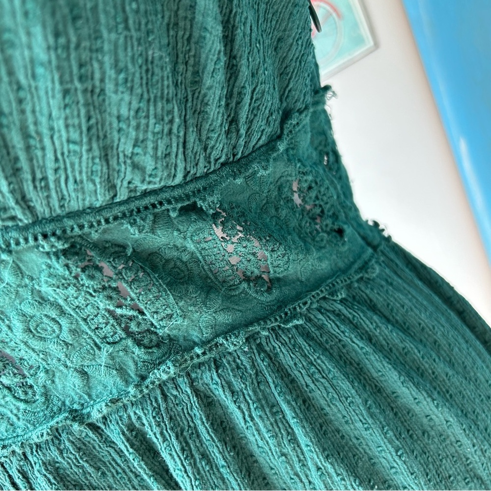 Altar'd State Forest Green Textured Ruffle Wrap Dress - Picture 12 of 14